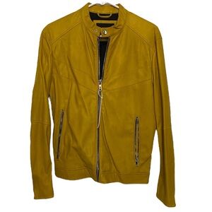 ZARA Womens Vegan Leather Jacket Yellow, Small